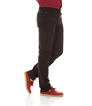 Men Slim Fit Black Cotton Blend Trousers