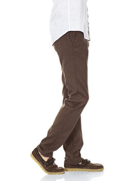 Men Slim Fit Beige Cotton Blend Trousers