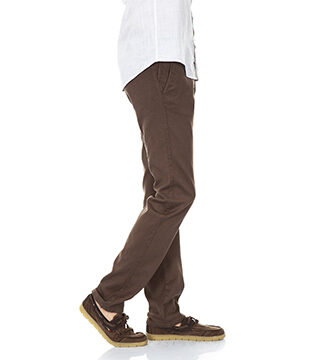 Men Slim Fit Beige Cotton Blend Trousers